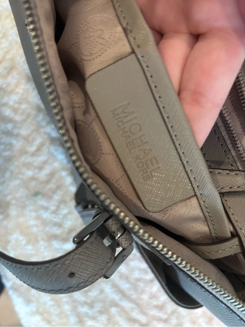 Michael Kors Taupe Saffiano Shoulder Tote